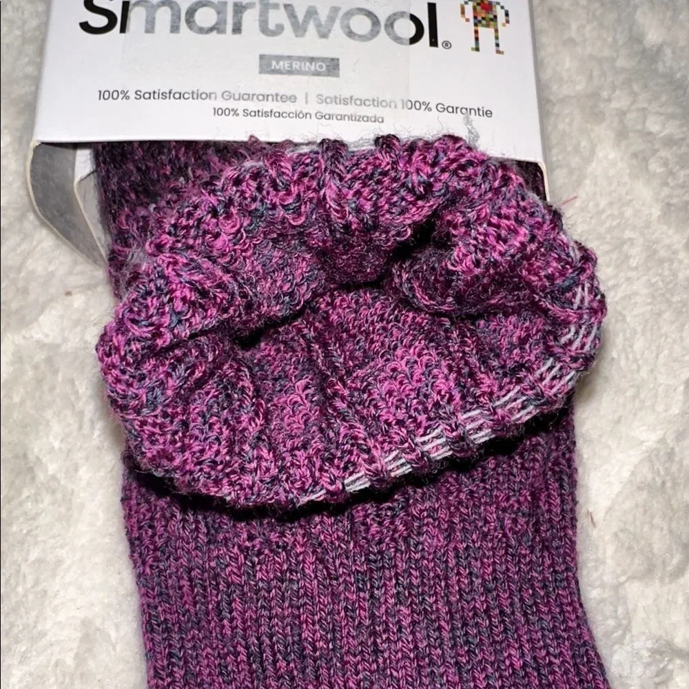 SmartWool XL Women’s Purple Gray Ivory Everyday Popcorn Merino Wool Blend Socks
